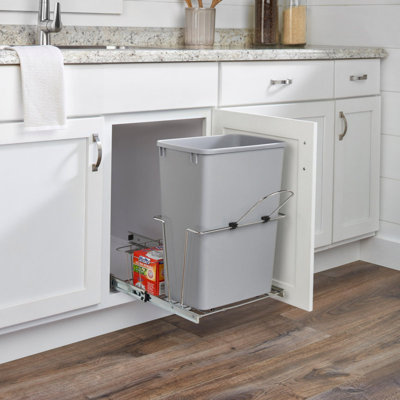 Poubelle coulissante en acier chromé Rev-A-Shelf, 32 pte (8 gal)