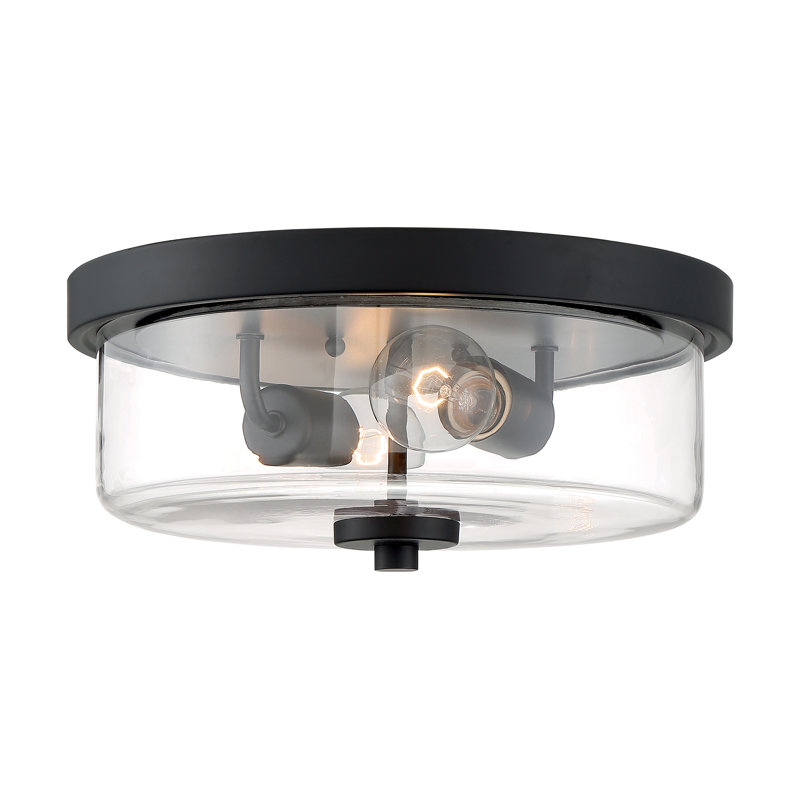 Barines Glass Flush Mount, Matte Black