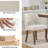Modern Farmhouse Dining Chairs Set of 6, Solid Wood Upholstered Kitchen Chairs with Curved Backrest & Hollow-Out Design, Comfortable Fabric Seats for Dining Room, Kitchen, Breakfast Nook-90460304