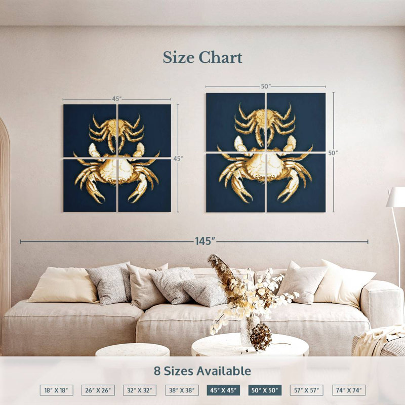 Brampt Crabs Navy, 50'' H x 50'' W