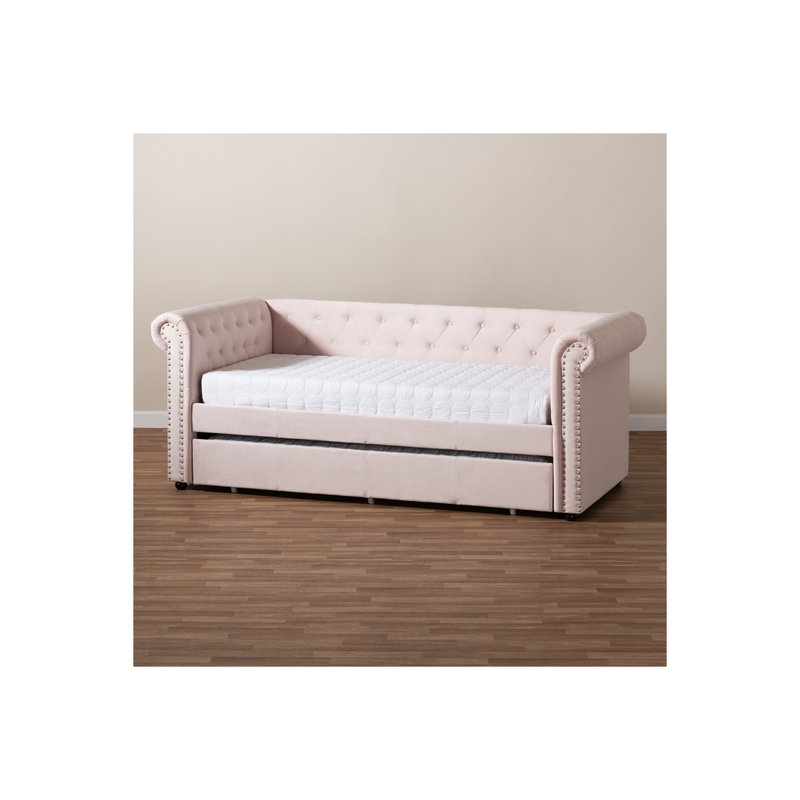  Mabelle Modern and Contemporary Brown Faux Leather Upholstered Daybed with Trundle, Twin, Brown