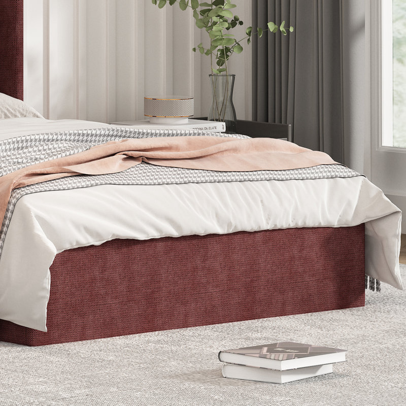 Moss Green Queen Upholstered Platform Bed with Storage