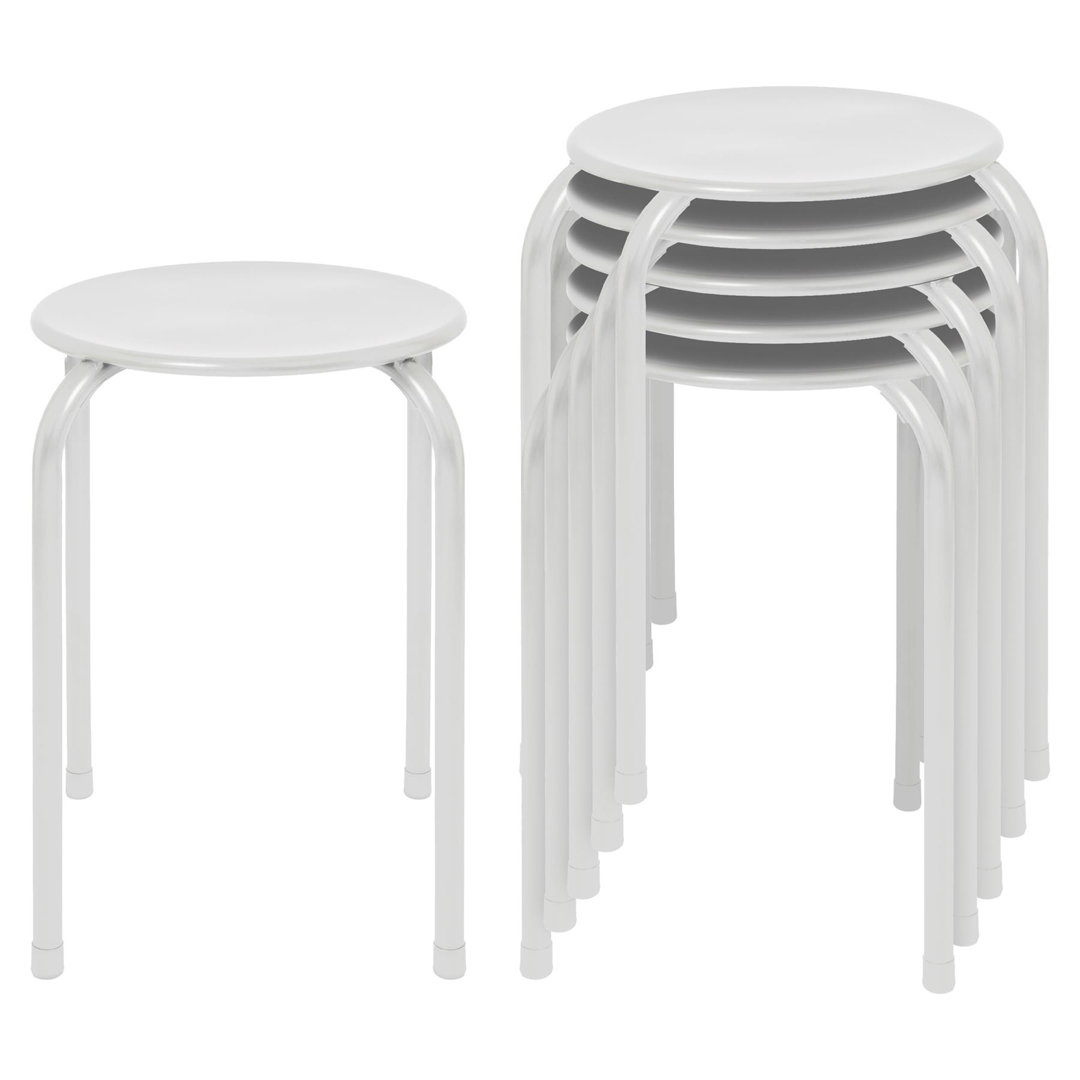 B&Q - Metal Stacking StoolsMatt White6X Stackable Kitchen Bedroom Dressing Table Vanity Office Chair Seat - Image 2