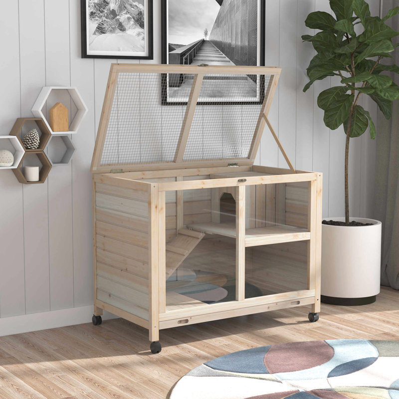 Enclos naturel en bois avec roulettes portatives - Étanche, compact, pour les petits espaces