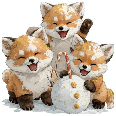 Cute Fox Trio Double Sided Throw Pillows