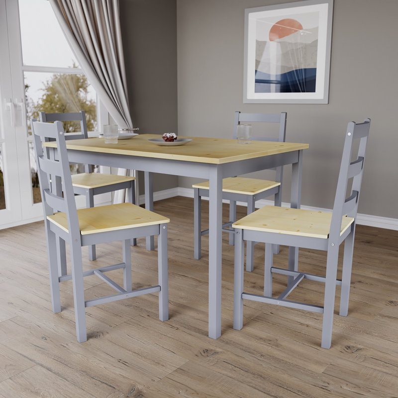 Ambrozie 4 - Person Solid Pine Solid Wood Dining Set