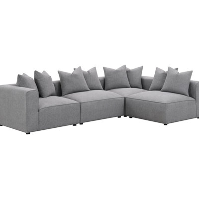 Grey Corner Chair - Ideal For Living Spaces In Homes, Modular Design Versatile Seating Arrangements, Tight Seat And Back With Welt Decorative Elements, Comfortable Down Like Surface, Legs Grip