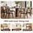 Upholstered Dining Chairs Set of 4, Walnut Solid Wood Frame with Striped Fabric