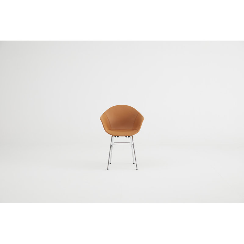 TA 18'' H Faux Leather Upholstered Armchair, Chrome