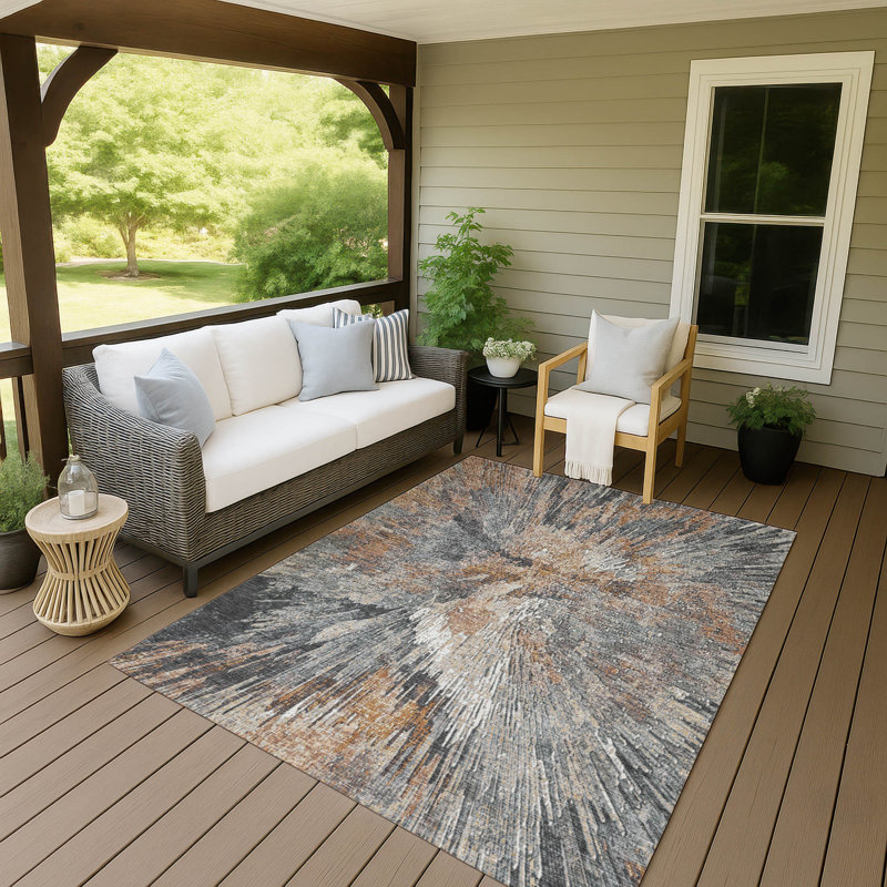 Machine Washable Indoor/Outdoor Pablo ACN2283 Abstract Rug, Rectangle 10' x 14'