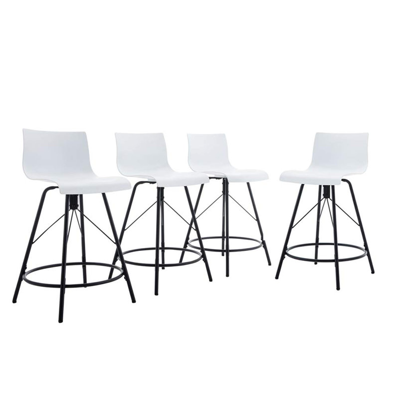 White Swivel Saddle Style Metal Counter Stools, Set of 4