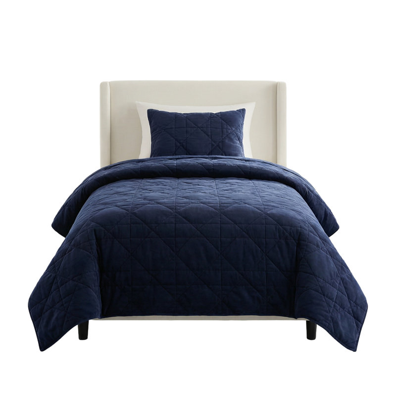Ensemble de courtepointe Velvet, Marine, Courtepointe pour lit simple et une taie décorati
