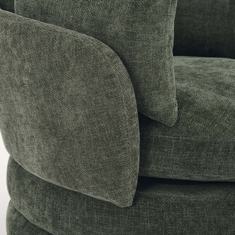 Upholstered Swivel Barrel Chair, Breeze Green Chenille
