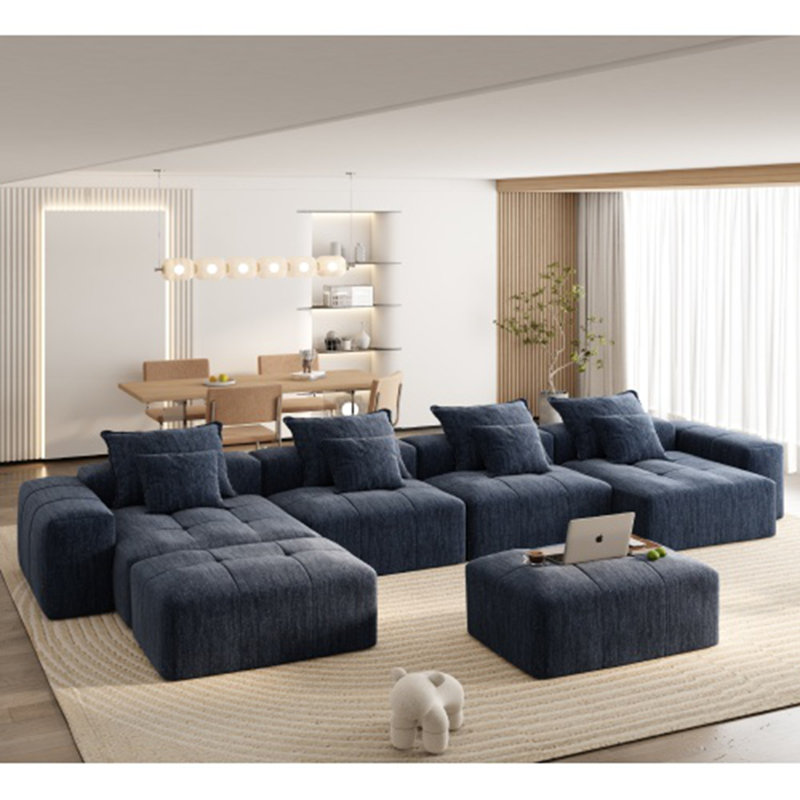Modern Oversized Modular Sectional Sofa, Blue