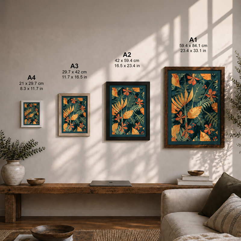 Floral Garden Tropical - Framed Print, Unframed, A1 - 84.1 x 59.4 cm