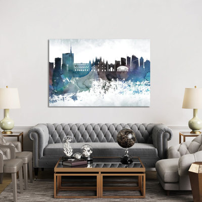 Milan Bluish Skyline by WallDecorAddict - Wrapped Canvas Gallery-Wrapped Canvas Giclée