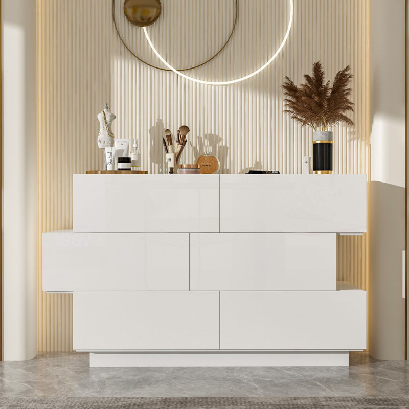 Kevonda 50.8'' W 6 - Drawer Dresser, White