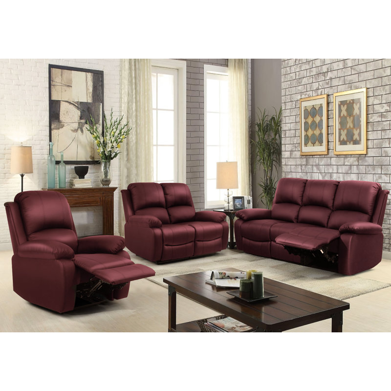 Mikaal 3 - Piece Faux Leather Living Room Set, White