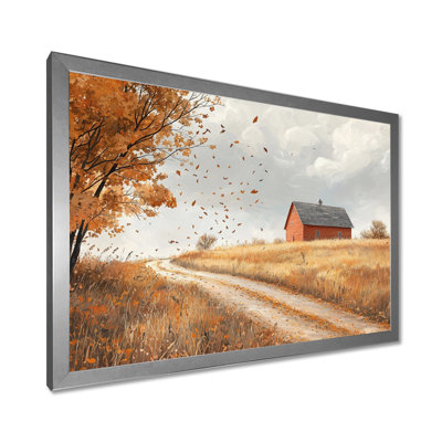 Drewry Windy Prairie Leaves Path To The Farm I - feuilles, art mural