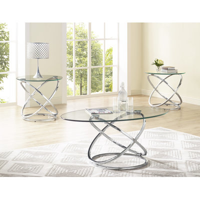 3 - Piece Glass Top Living Room Table Set