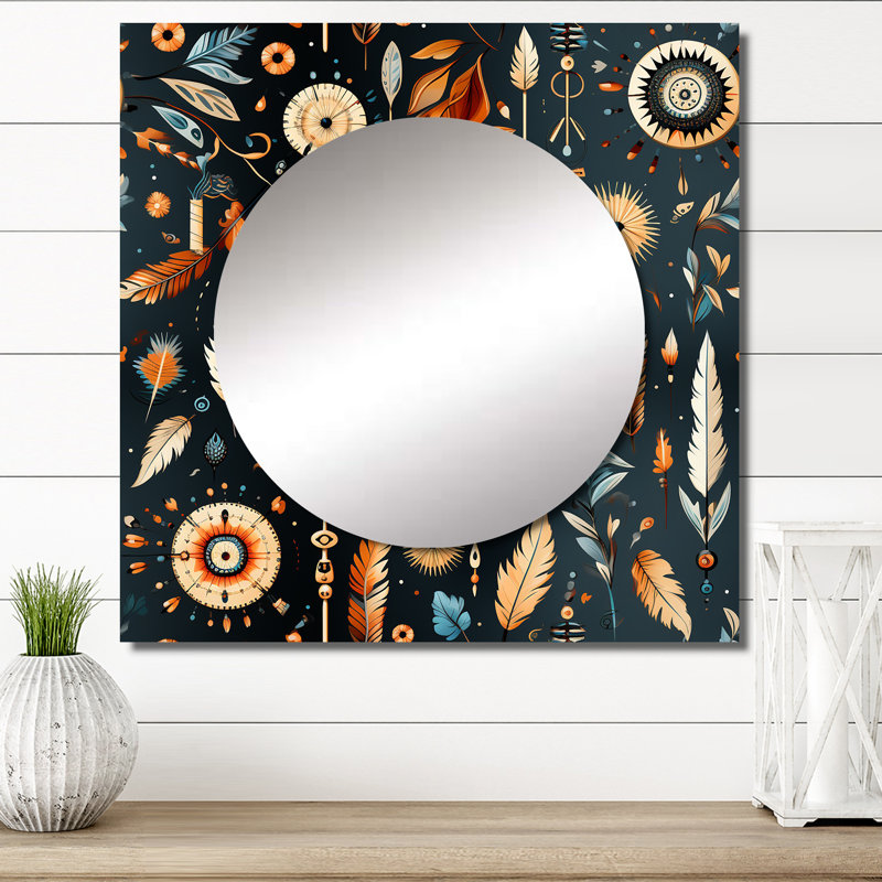 Rétro motif mural bohème et éclectique rétro de style nomade Boho, 36 po x 36 po