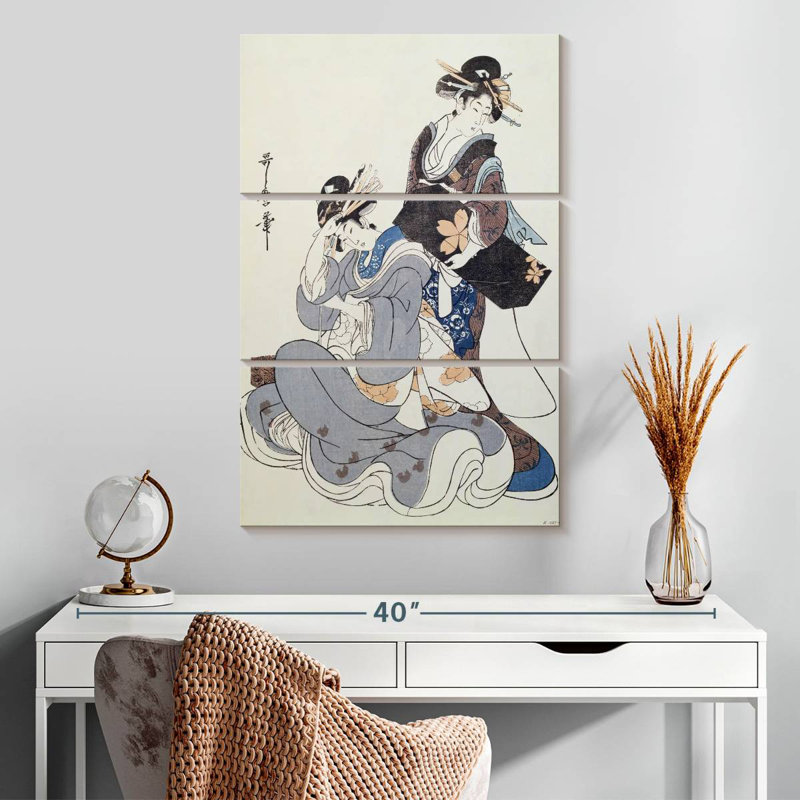 Deux personnages féminins, H 32 po x l 20 po