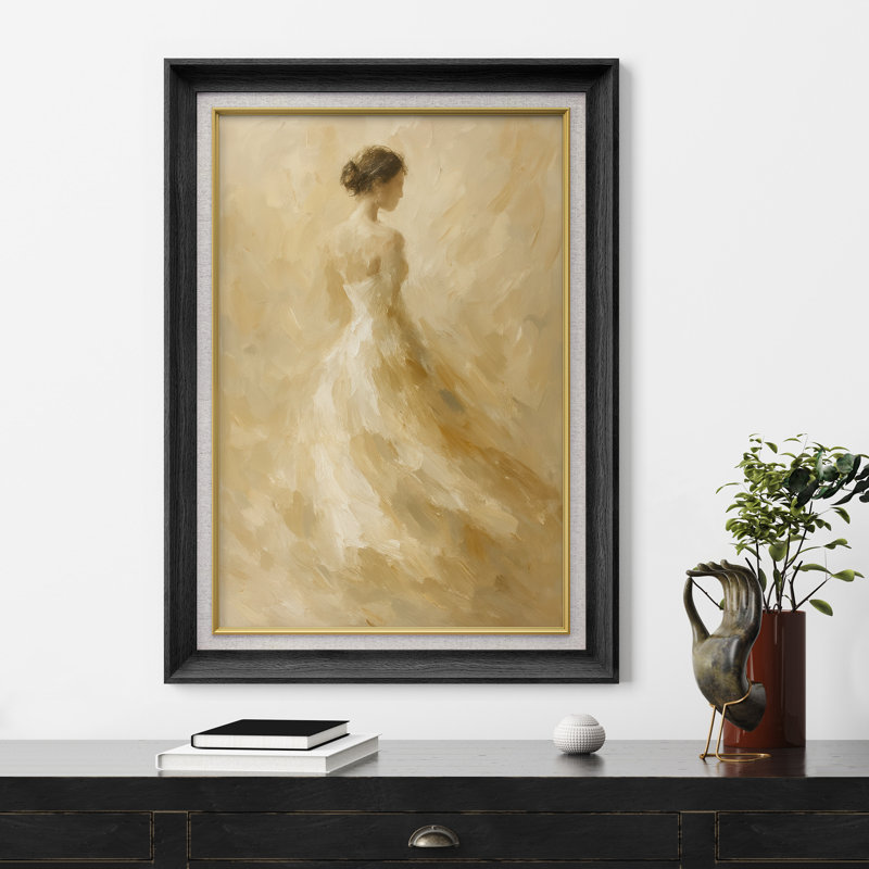 «Soft Neutral Woman Silhouette Elegant Figure Scene», reproduction d'art sur toile encadrée, H 36 po x l 26 po x P 1,5 po