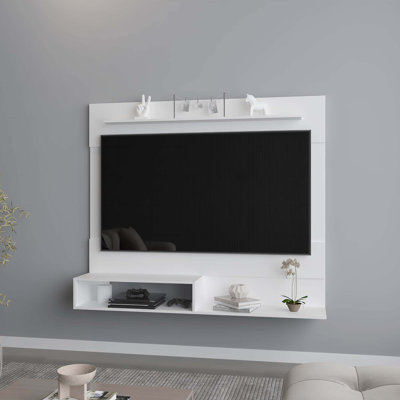 Meuble audio-vidéo mural avec tablettes Irmo, blanc