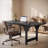 71"W Rectangular Dining Table for 6 with Curved Trestle Supports, Modern Kitchen Table