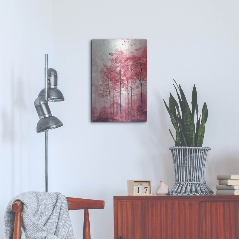 Art mural luxueux «Pink Trees» par Momart, H 24 po x l 16 po