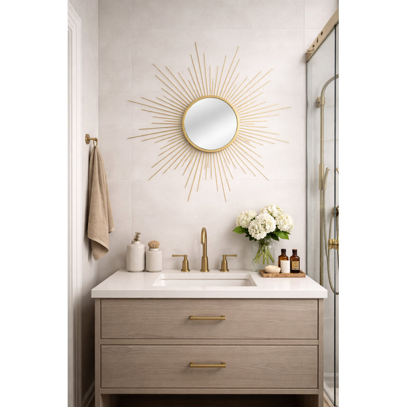 60cm Gold Starburst Wire Wall Mirror
