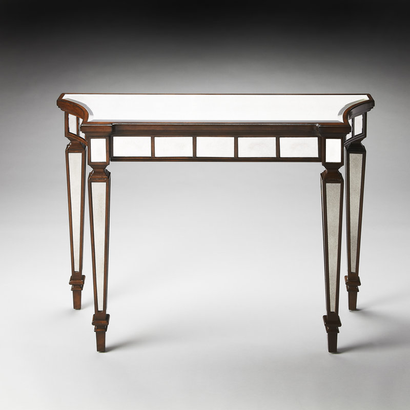 Fanning 40'' Glass Top Console Table, White