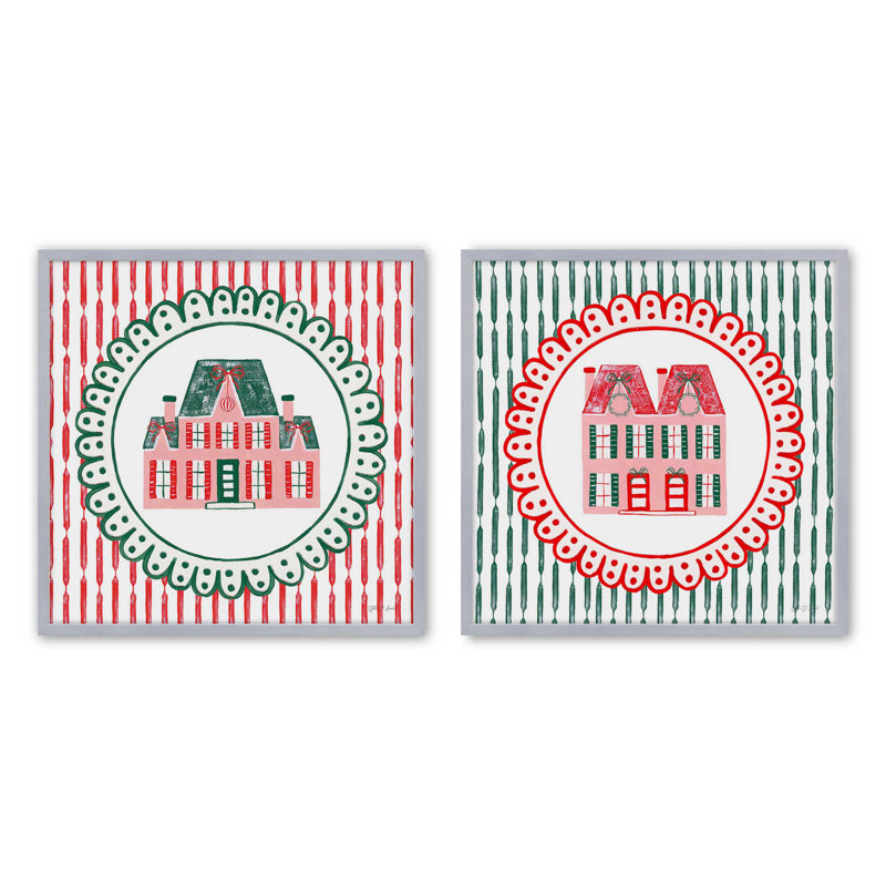 Ensemble de 2 estampes festives Manor Glow, Chrome poli, 20 po x 20 po