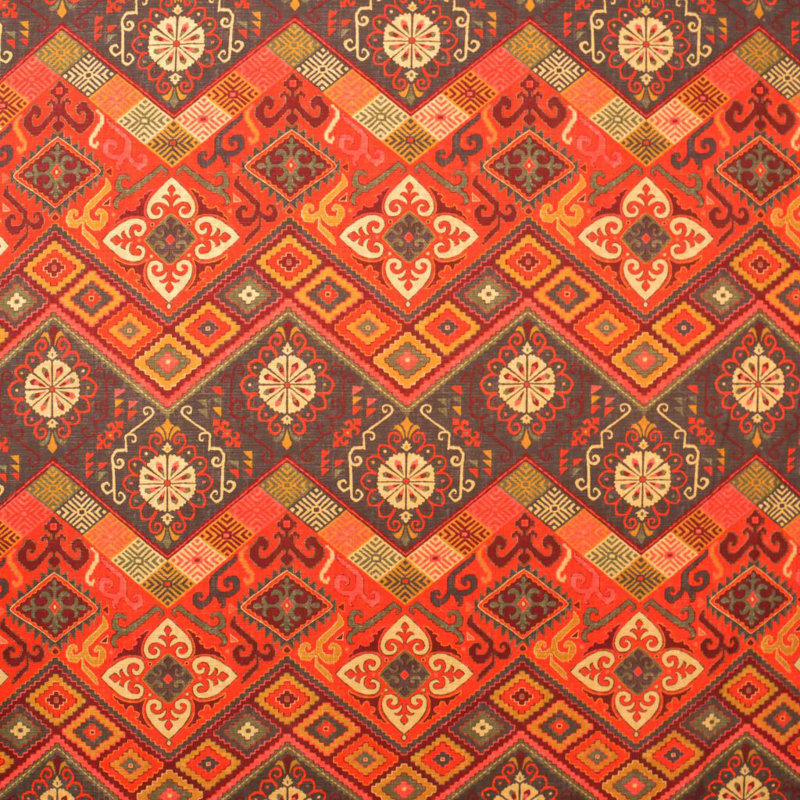 Imported Cotton Chevron Fabric, Adobe