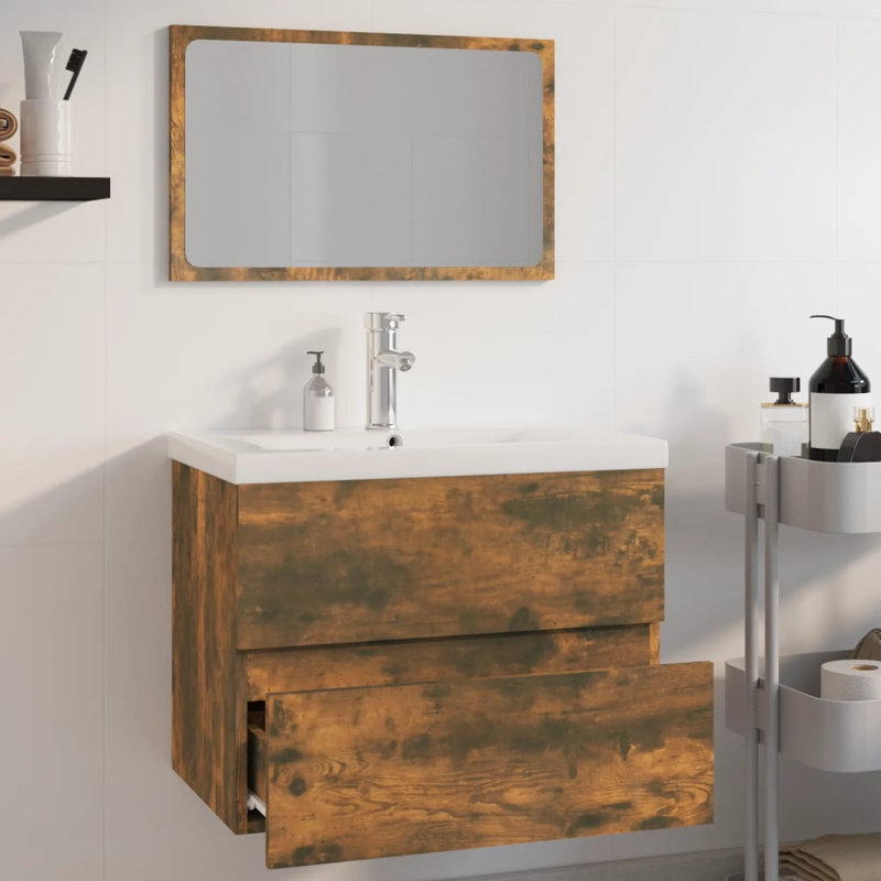 Capricorn Bathroom Storage Furniture Set, Smoked Oak