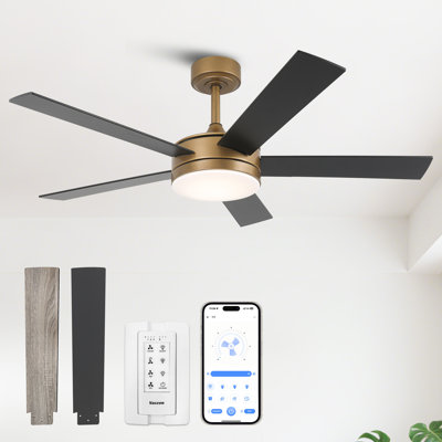 Vaczon 48" Modern Smart Dimmable Ceiling Fan with 3CCT LED Lights, 6-Speed Reversible DC Motor, Timer, Remote and App Control