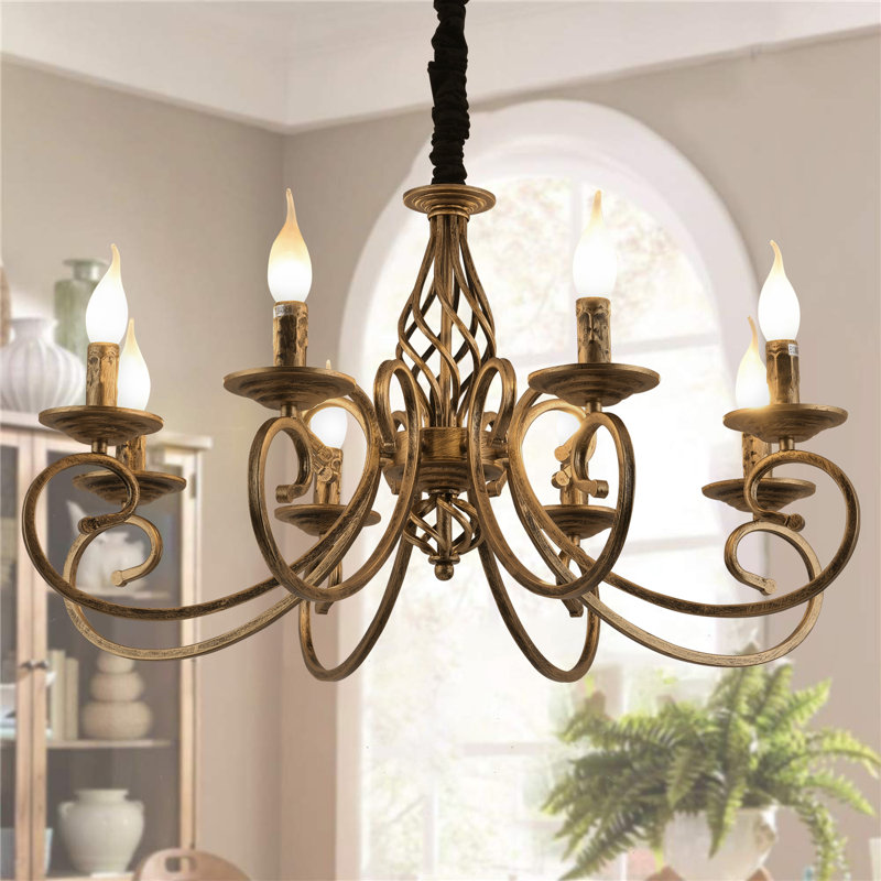 Pelchat 8 - Light Candle Style Chandelier, Gold