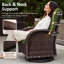 Ensemble de 3 fauteuils à bascule pivotants en résine tressée avec table d'appoint et coussin vert, ensemble de conversation moderne pour véranda, terrasse, balcon et jardin-1483678645