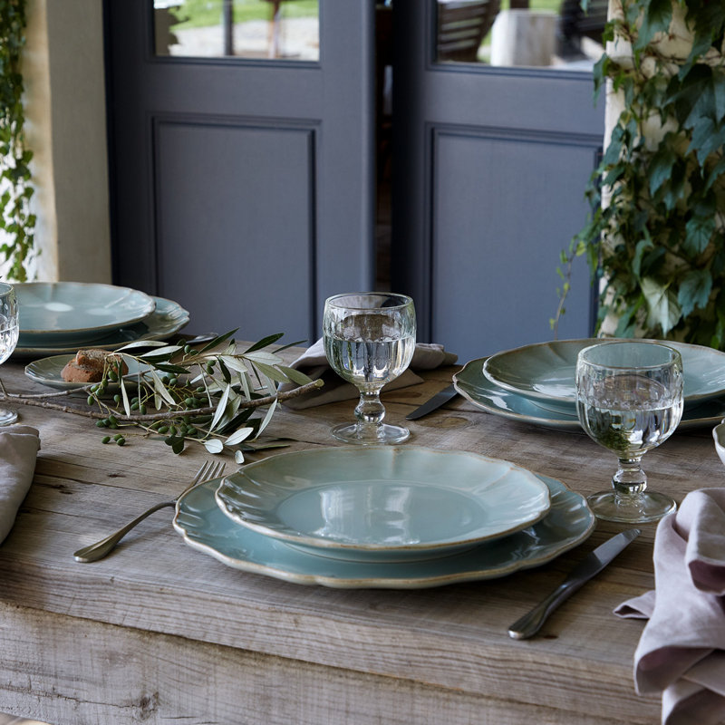 Alentejo Handmade Stoneware Dinnerware Set, Turquoise