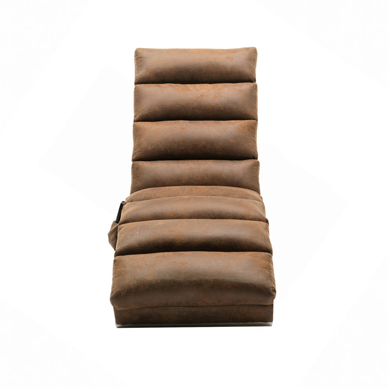 Upholstered Chaise Lounge Chair With Vibration For Relaxation, Modern Fixed Back Fabric Leisure Recliner Sofa For Living Room/Bedroom