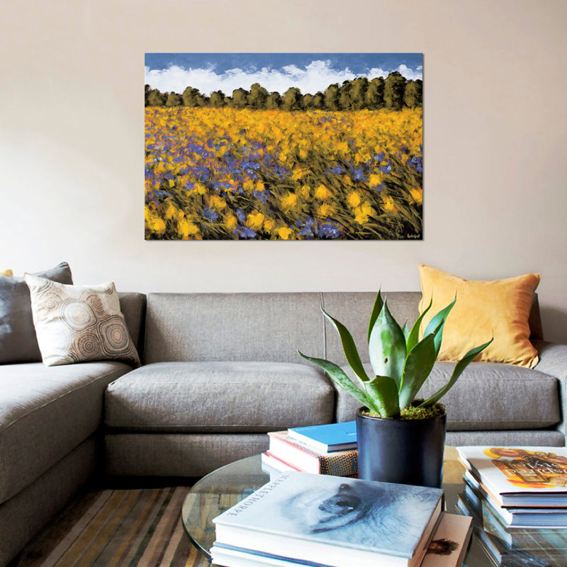 «Fields of Gold», reproduction de peinture à l'aquarelle sur toile tendue, H 18 po x l 26 po x P 1,5 po, Toile tendue