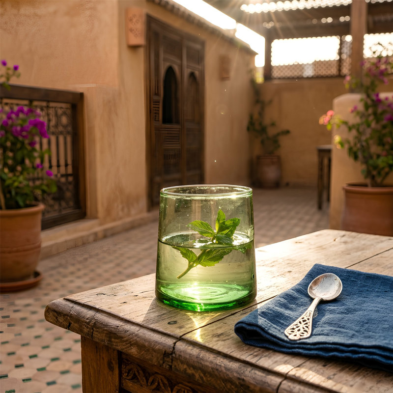 18pc Merzouga Recycled Drinking Glassware Set - By Nicola Spring, Green