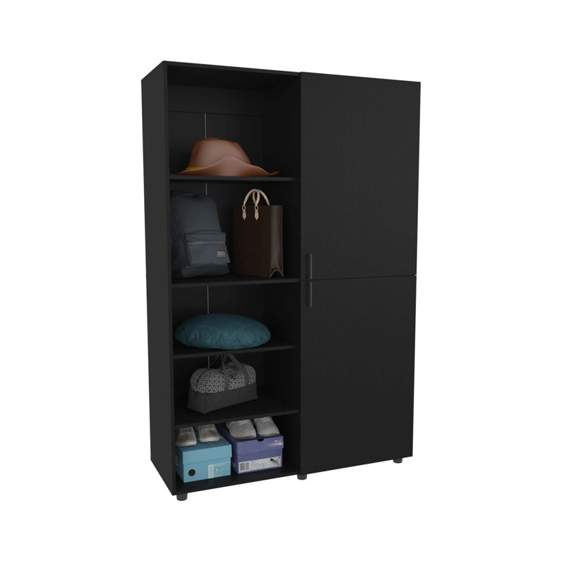 Armoire 2 portes avec rangement ouvert Ollie, wengé, Wengé
