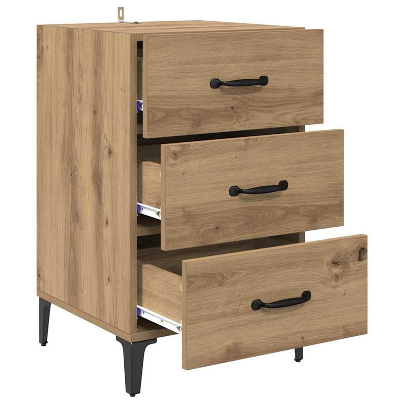 40cm W Manufactured Wood Bedside Table, Artisan Oak