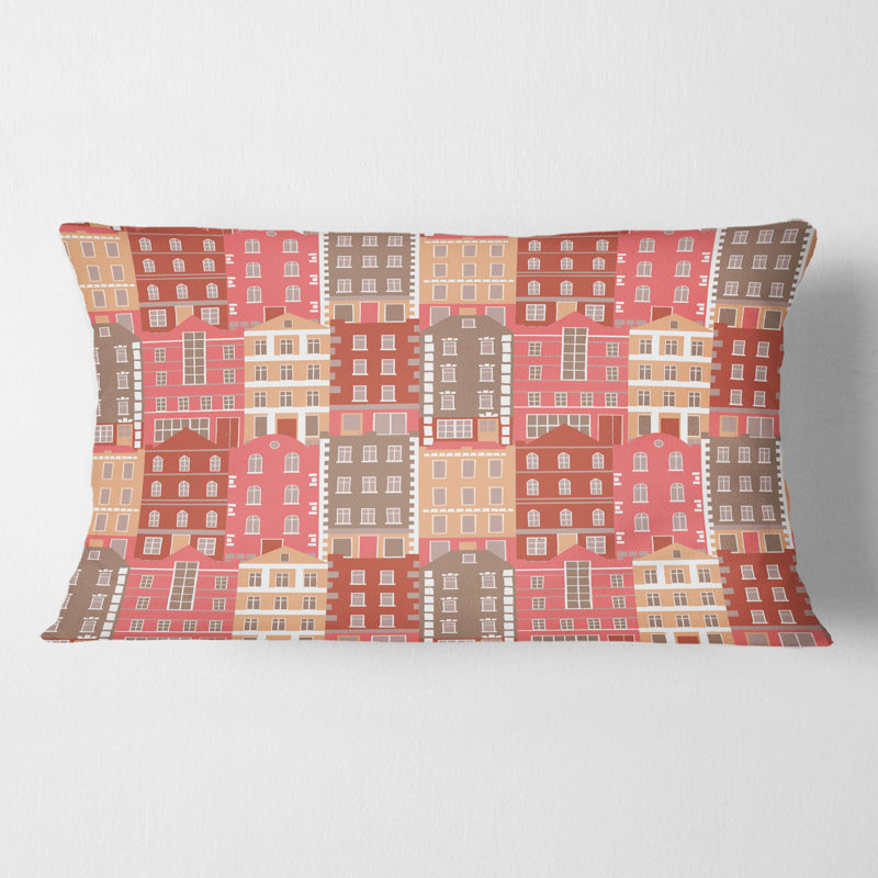 Coussin décoratif imprimé à la main Mid-Century