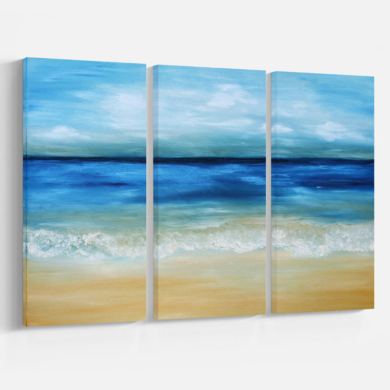 Design Art Warm Tropical Sea and Beach - 3 Piece Graphic Art on Wrapped ...