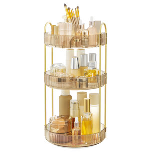 Makeup Organizer, 3-Tier Round Rotating Skincare Organizer Countertop, Customizable, Toiletries Vanity Organizer, Lazy Susan, Gift
