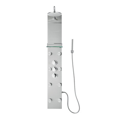 Panneau de douche en acier inoxydable 57 po avec pomme de douche réglable