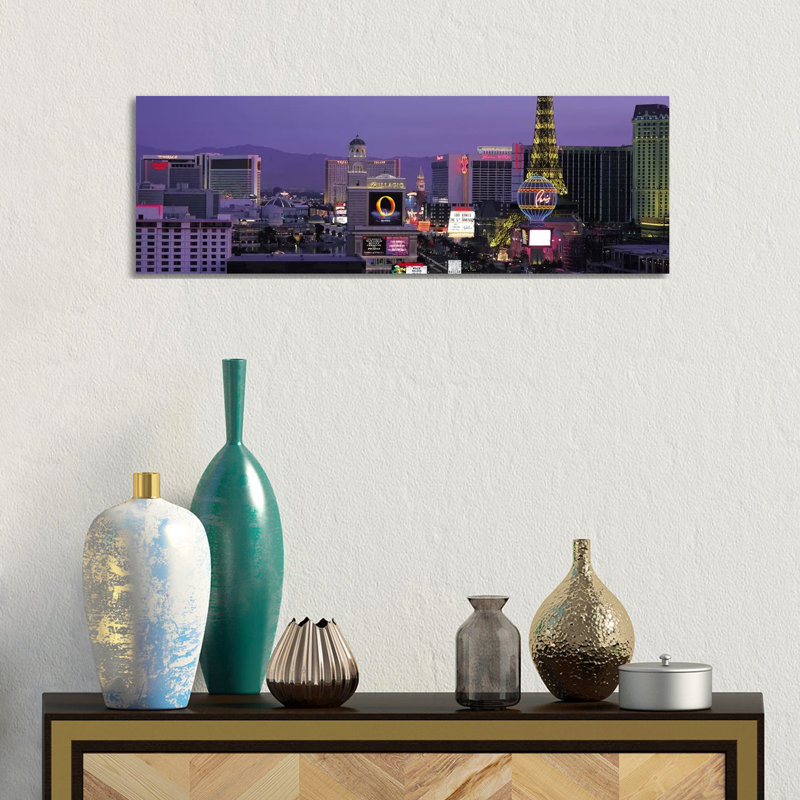Las Vegas Skyline Cityscape (Night) - Wrapped Canvas Panoramic Print, 30.48 cm H x 91.44 cm W x 1.91 cm D