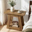 Table de bout étroite en bois massif, table d'appoint de style campagnard pour le salon, brun-1955787008